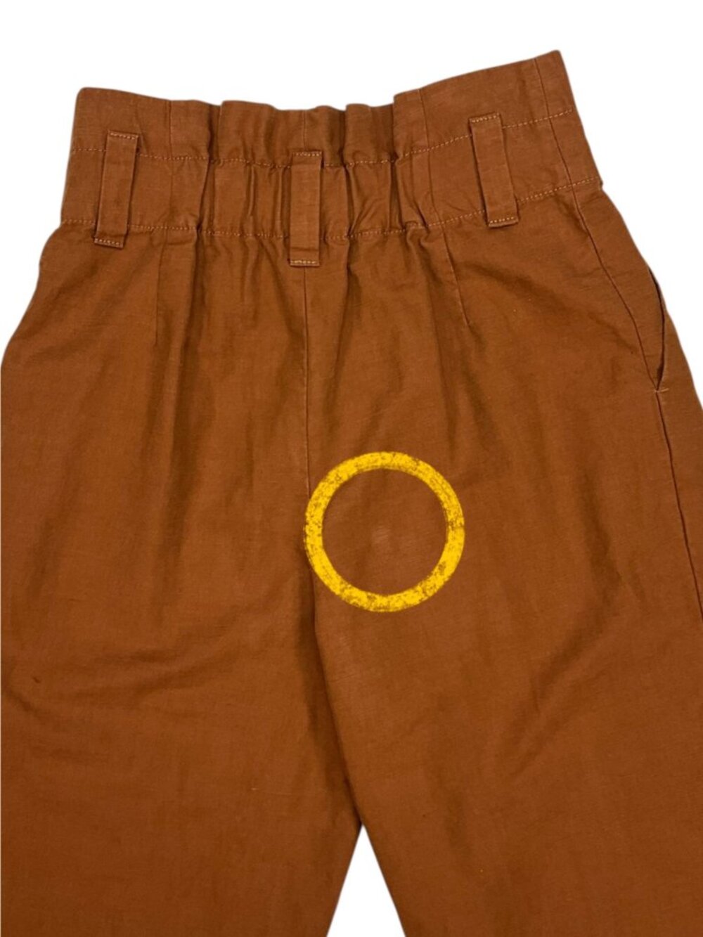Zara Linen Cotton High Rise Tapered Pant XS Brown Paperbag Waist - Picture 12 of 16